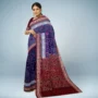 Sambalpuri Cotton Saree with Maroon & Blue Border – In Odisha